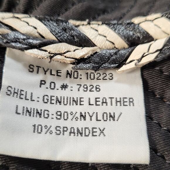 Bagatelle NYC Stretch Black & White Striped Cropped Leather Jacket Size 12 - Picture 12 of 12